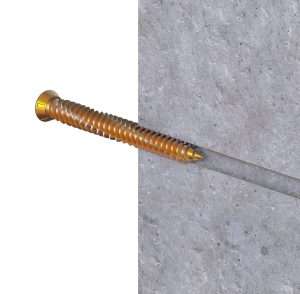 Concrete screw showing screwing into concrete 