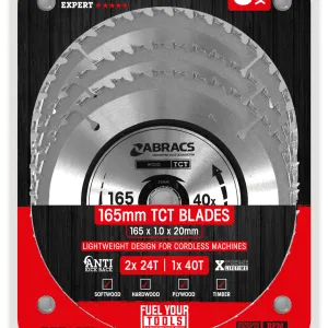 Abracs TCT 165mm Corded Circular Saw Blade Triple Pack