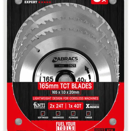 Abracs TCT 165mm Corded Circular Saw Blade Triple Pack