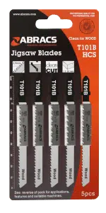 Abracs Wood Cutting Jigsaw Blades Pack of 5