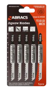 Abracs Wood Cutting Jigsaw Blades Pack of 5