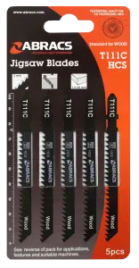 Abracs Wood Cutting Jigsaw Blades Pack of 5