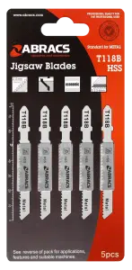 Abracs Metal Cutting Jigsaw Blades Pack of 5