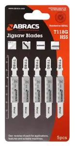 Abracs Metal Cutting Jigsaw Blades Pack of 5