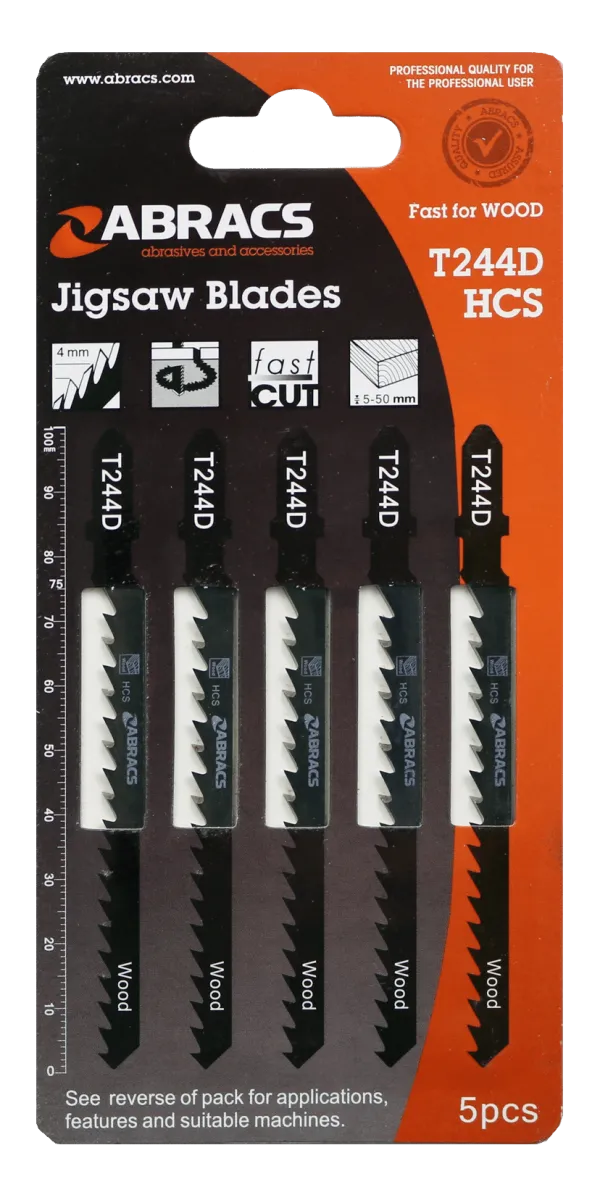 Abracs Wood Cutting Jigsaw Blades Pack of 5
