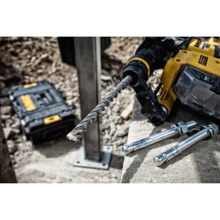 Dewalt SDS Drill and bit drilling hole
