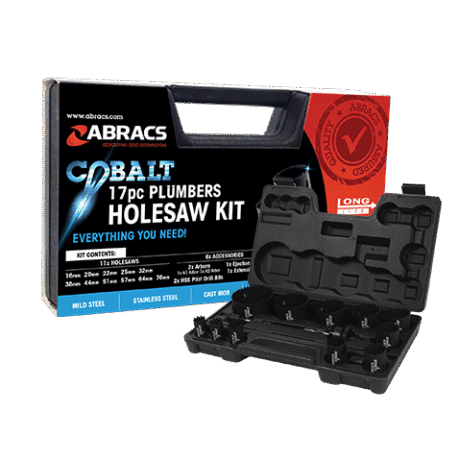 Abracs Bi-Metal Cobalt Holesaw 17 Piece Kit for Plumbers ABHSCKIT17