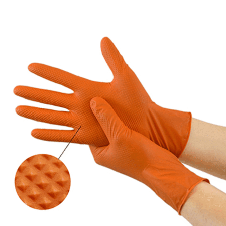 Diamond Grip Nitrile Gloves Heavy Duty 9.0G close up