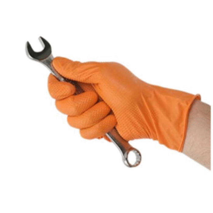 Diamond Grip Nitrile Gloves holding spanner