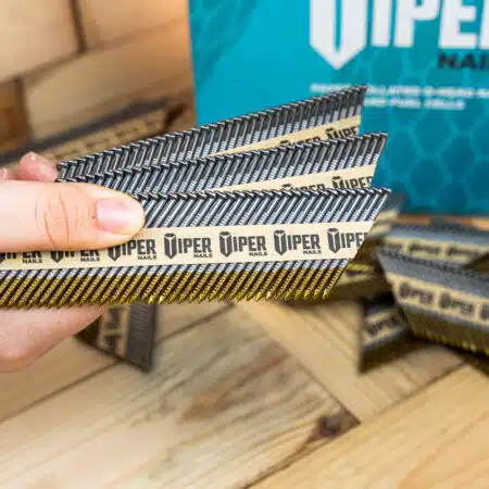 Viper Collated Nail strip in hand Viper Collated Nail strip in hand